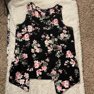 Flower print split back express blouse